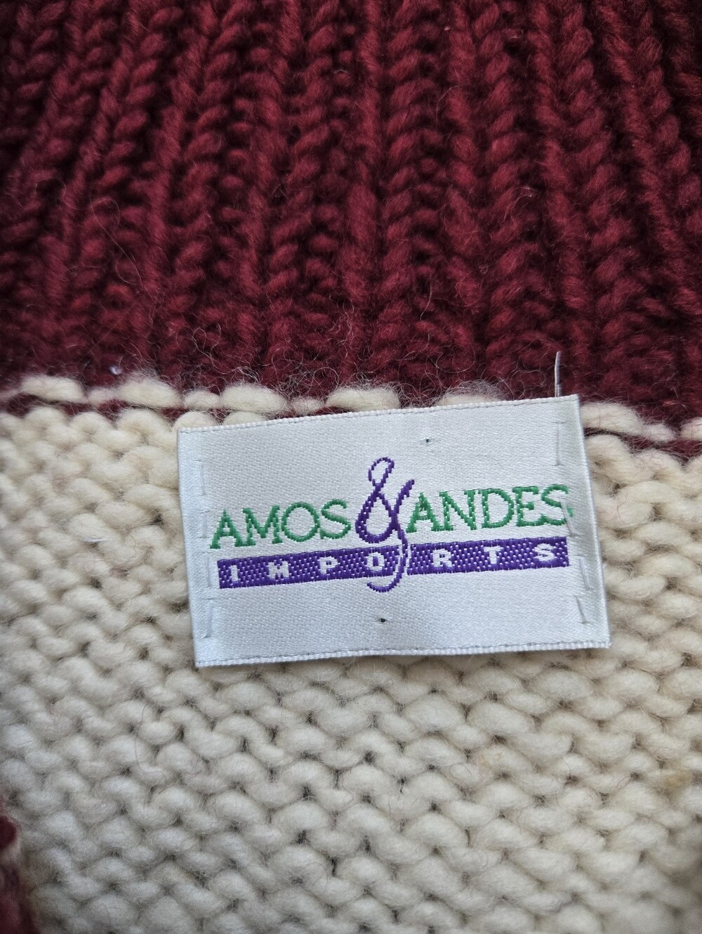 Amos & Andes Vintage Canada Chunky Wool Knit Pullover Sweater - Size L - Picture 9 of 10